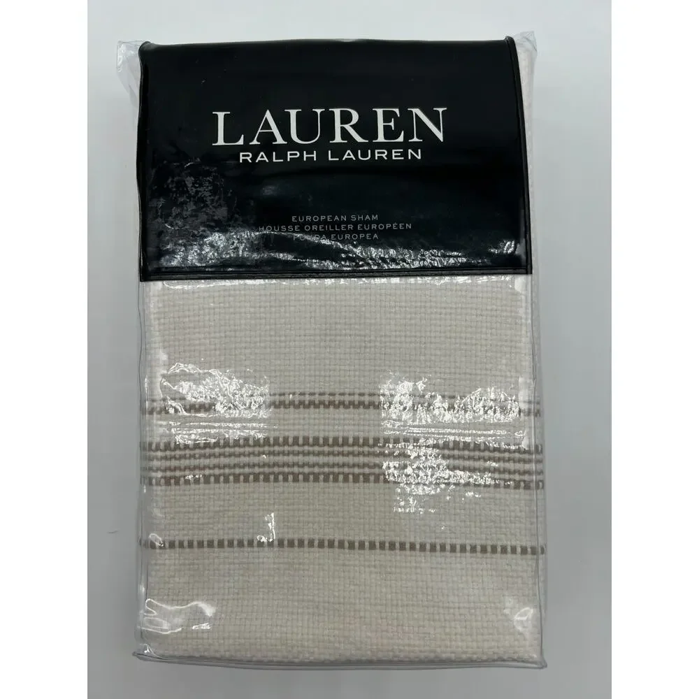 Ralph Lauren Home Mason Frame European Woven Euro Pillow Sham Cream Cotton